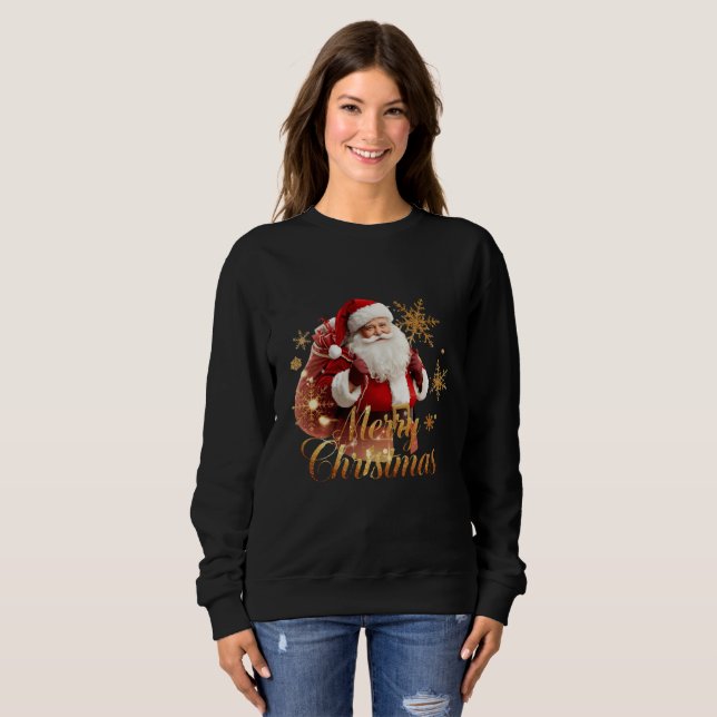 Sweatshirt Joyeux Noël élégant Père Noël (Devant entier)