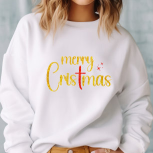 Sweatshirt Joyeux Noël Gold Parties scintillant Croix Rouge C