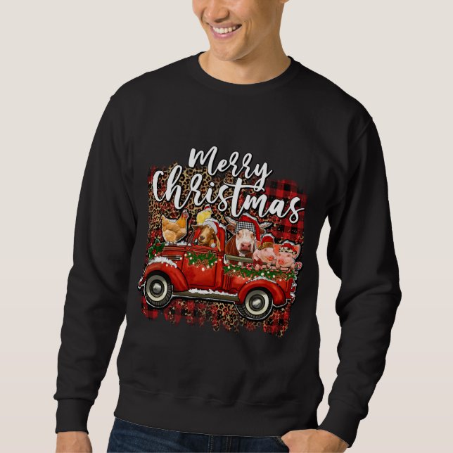 Sweatshirt Joyeux Noël Heifer Animaux ferme Père Noël Red Tru (Devant)