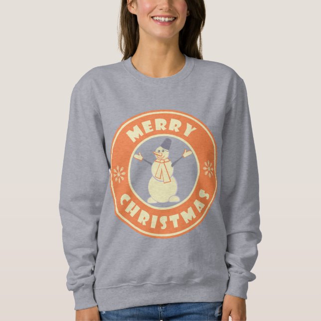 Sweatshirt Joyeux Noël heureux bonhomme de neige célèbre styl (Devant)