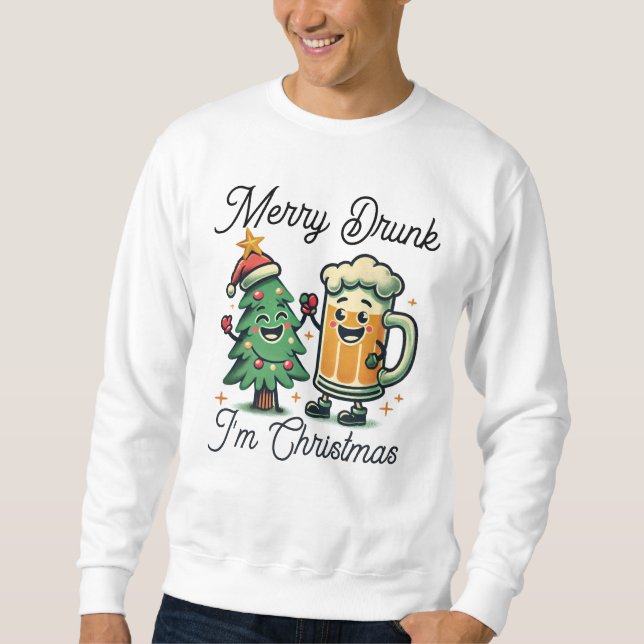 Sweatshirt Joyeux Noël ivre drôle  (Devant)