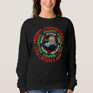 Sweatshirt Joyeux Noël Joyeux Joyeux Fêtes Photo Personnalise