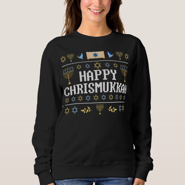 Sweatshirt Joyeux Noël juif Chrismukkah Hanoukka Chanuk (Devant)