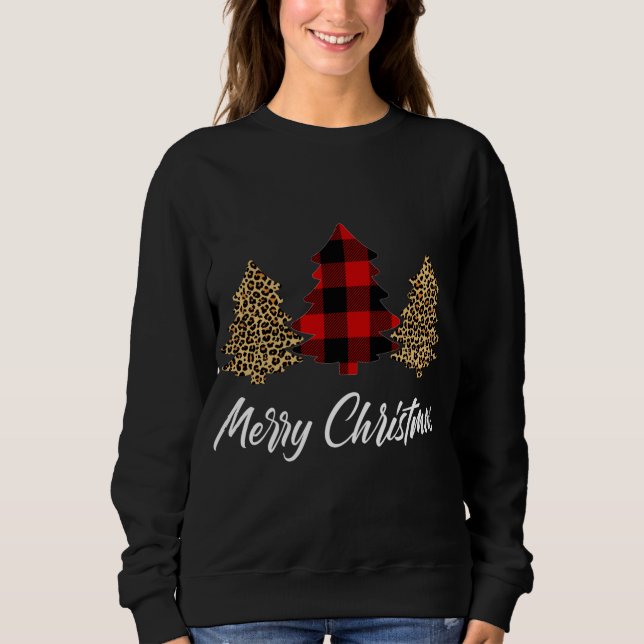 Sweatshirt Joyeux Noël, le buffle léopard a plaid Noël à (Devant)