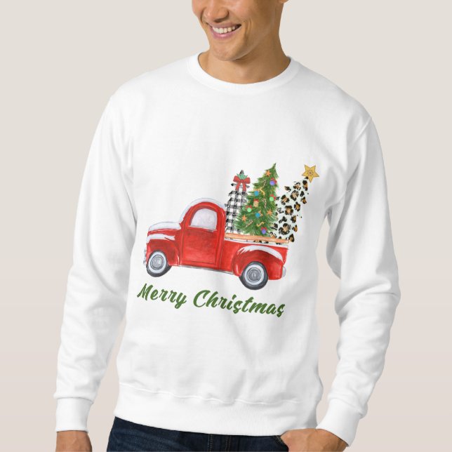 Sweatshirt Joyeux Noël Leopard Plaid Arbre de NoëlRed Tr (Devant)