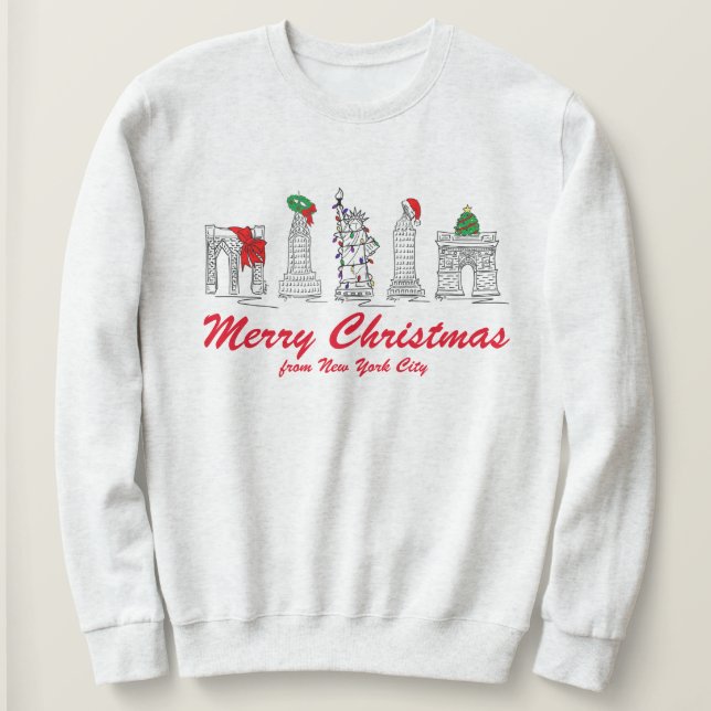 Sweatshirt Joyeux Noël New York City NYC Points de repère Noë (Design devant)
