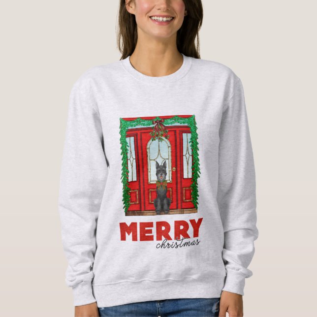 Sweatshirt Joyeux Noël noir Riesenschnauzer (Devant)