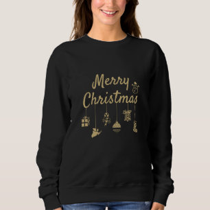 Sweatshirt Joyeux Noël Ornements or couleur or décor