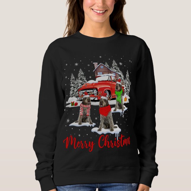 Sweatshirt Joyeux Noël Père Noël Pointeur À poils durs Griffo (Devant)