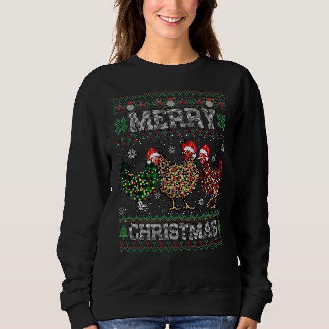 Sweatshirt Joyeux Noël Poulet de Noël Feu de Noël Lumières de (Devant)