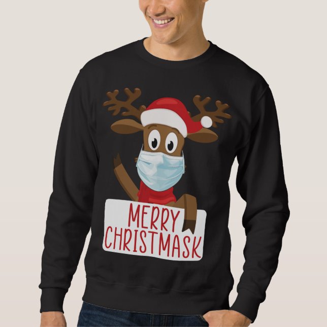 Sweatshirt Joyeux Noël Reindeer Visage Masque Drôle Christma (Devant)