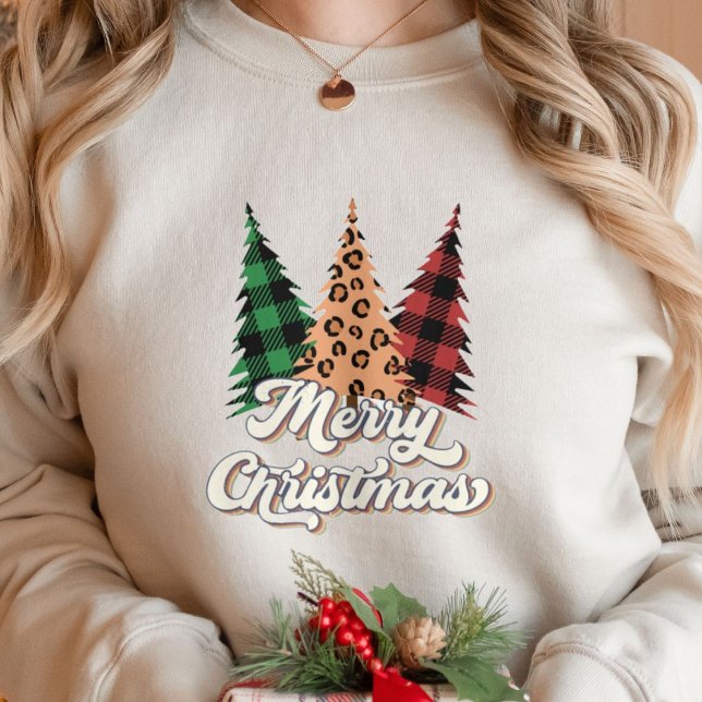 Sweatshirt Joyeux Noël Rétro Arbres de Noël (Créateur téléchargé)