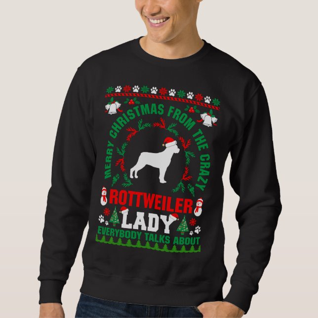 Sweatshirt Joyeux Noël Rottweiler Lady Ugly Sweater Fitt (Devant)