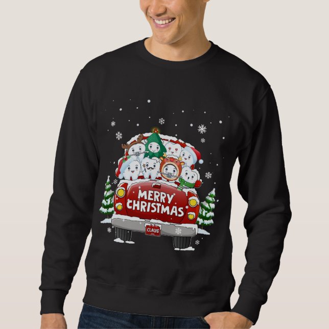 Sweatshirt Joyeux Noël Rouge Camion Dentiste Chr (Devant)