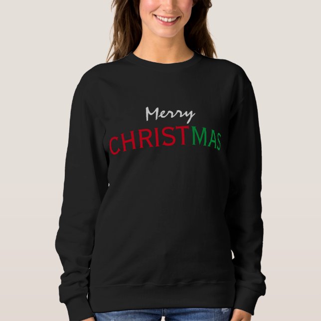 SWEATSHIRT JOYEUX NOËL ROUGE VERT BLANC TYPOGRAPHIE (Devant)