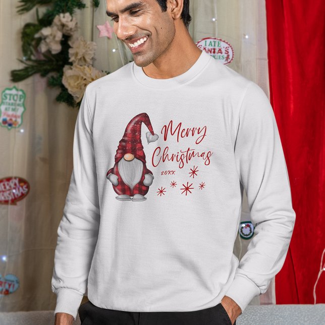 Sweatshirt Joyeux Noël Rustique Gnome en Red Buffalo Plaid (Many shirt types & styles to choose from.)