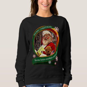 Sweatshirt Joyeux Noël Santa Aime les Cookies et le Lait Conc