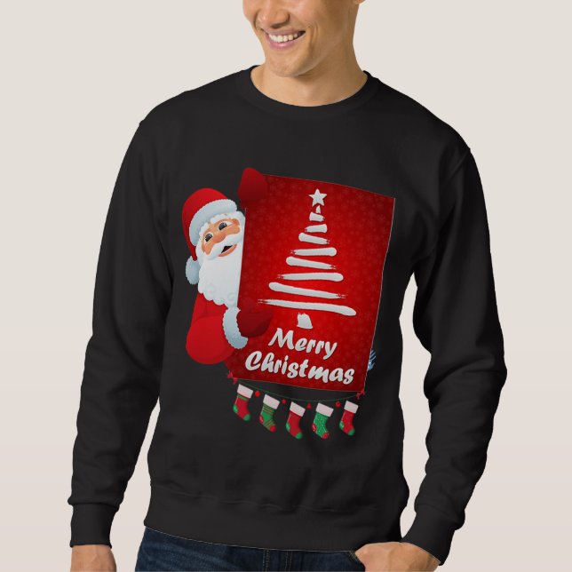 Sweatshirt Joyeux Noël Santa Claus Arbre Stokings X mas (Devant)