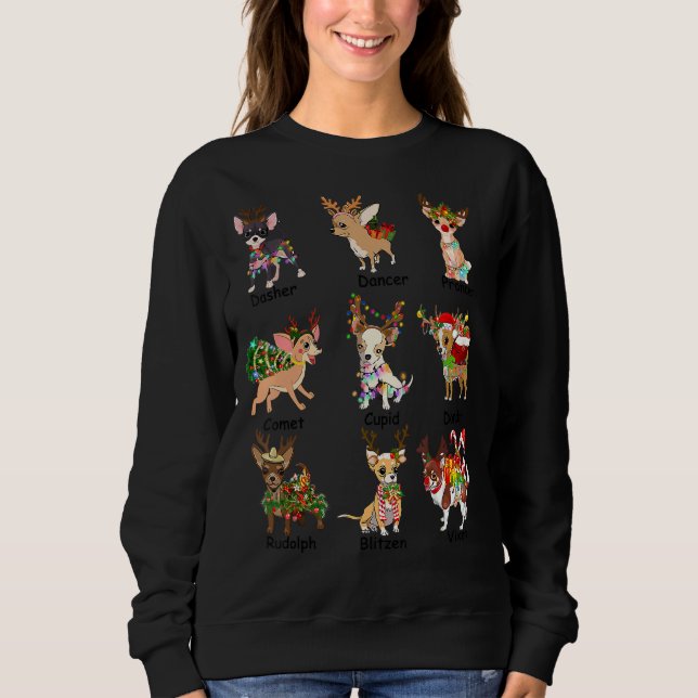 Sweatshirt Joyeux Noël Santa Hat Chihuahua Noël Déco (Devant)