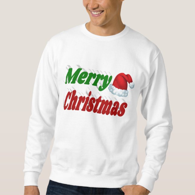 Sweatshirt Joyeux Noël Santa Hat rouge vert typographie (Devant)