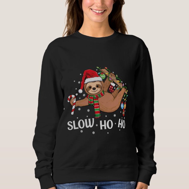 Sweatshirt Joyeux Noël Slothmas Sloth Pajamas Santa Hat S (Devant)