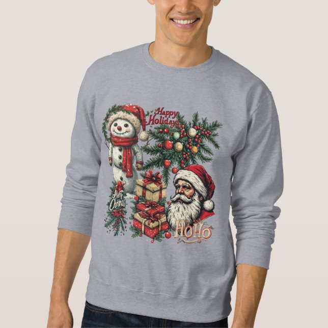 Sweatshirt Joyeux Noël sur un Gris (Devant)
