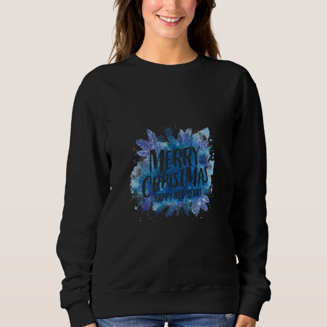 Sweatshirt Joyeux Noël Sweat-Shirt Aquarelle Bleue  (Devant)