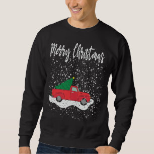 Sweatshirt Joyeux Noël Tee Rouge Camion Noël Arbre neige