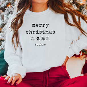 Sweatshirt Joyeux Noël Texte de la machine à écrire et floc