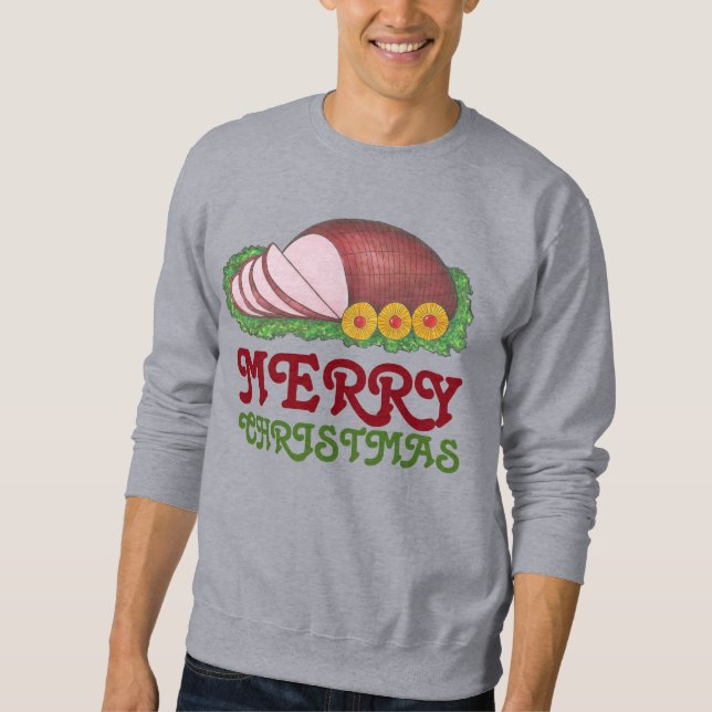 Sweatshirt Joyeux Noël tranché Jambon de vacances Doux moche (Devant)