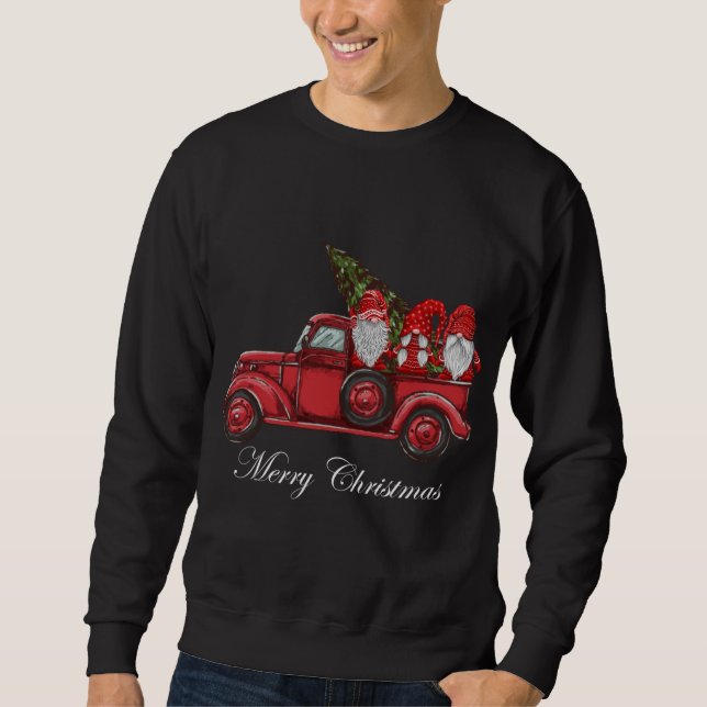 Sweatshirt Joyeux Noël Vintage Camion Rouge avec Chri (Devant)