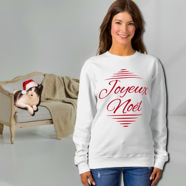 Sweatshirt Joyeux Noel - voeux de Noël français - blanc rouge (Créateur téléchargé)