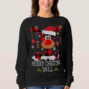 Sweatshirt Joyeux Noël Ya'll Buffalo Red Plaid Reindeer S