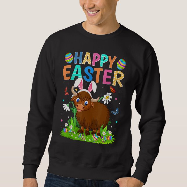Sweatshirt Joyeux oeuf de lapin de Pâques Funny Buffalo diman (Devant)