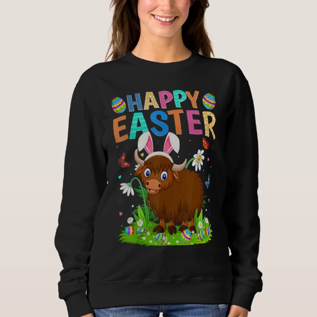 Sweatshirt Joyeux oeuf de lapin de Pâques Funny Buffalo diman (Devant)