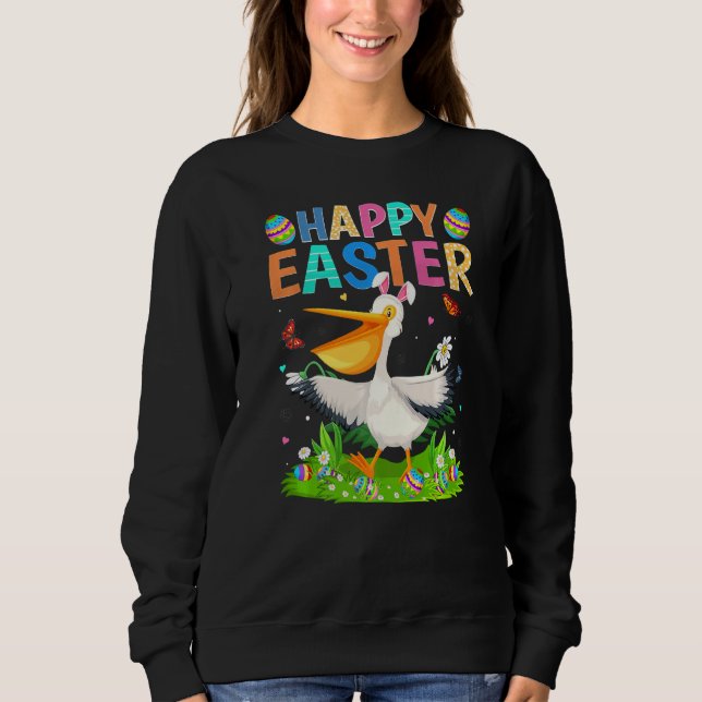 Sweatshirt Joyeux oeuf de lapin de Pâques Funny Oiseau de Pél (Devant)