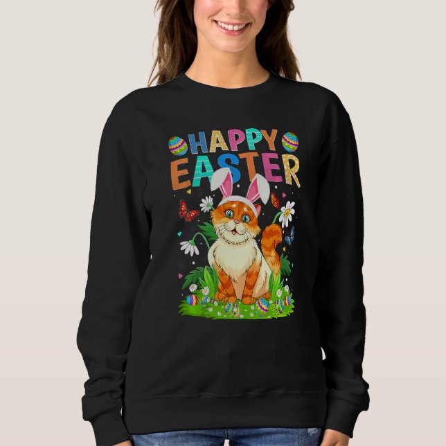 Sweatshirt Joyeux oeuf lapin de Pâques Funny Chat dimanche de (Devant)