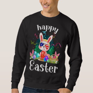 Sweatshirt Joyeux Pâques Jour mignon Bunny Visage lunettes de