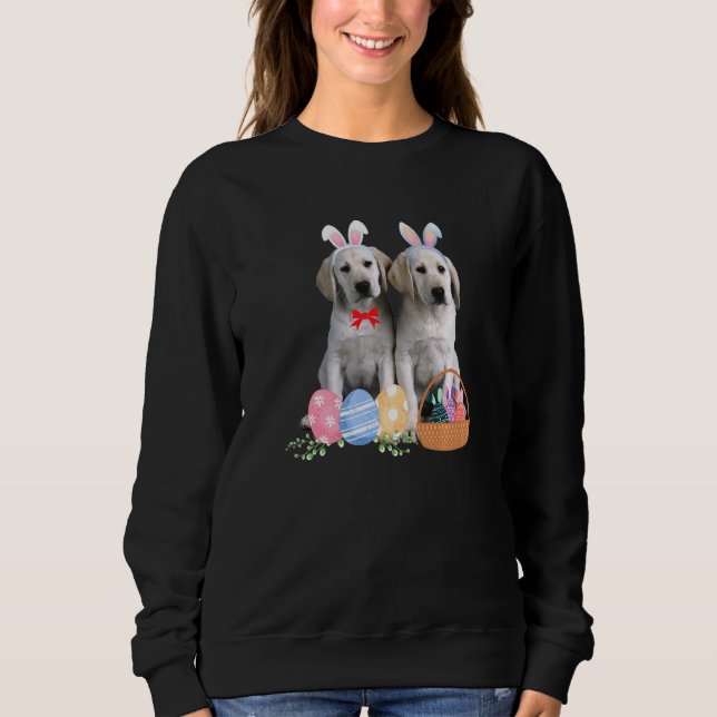 Sweatshirt Joyeux Pâques mignonne lapin oeufs de chien panier (Devant)
