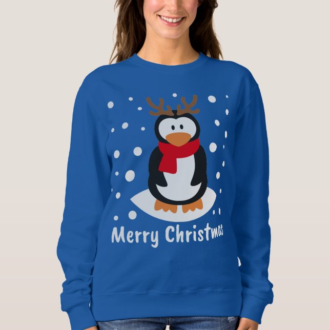 Sweatshirt Joyeux pingouin de Noël (Devant)