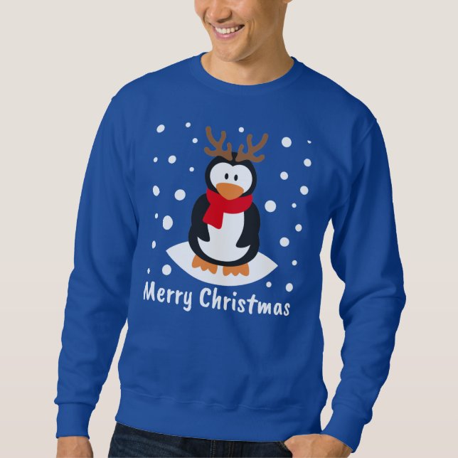 Sweatshirt Joyeux pingouin de Noël (Devant)