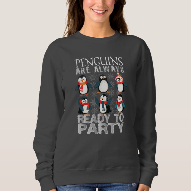 Sweatshirt Joyeux pingouins font toujours la fête de la femme (Devant)
