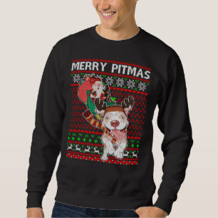 Sweatshirt Joyeux Pitmas laid Noël Pitbull Chien Swea