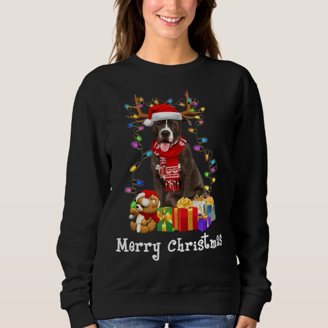 Sweatshirt Joyeux Pitmas Pit Bull Lover Noël (Devant)