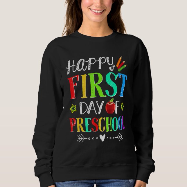 Sweatshirt Joyeux Premier Enseignant Préscolaire Étudiant De  (Devant)