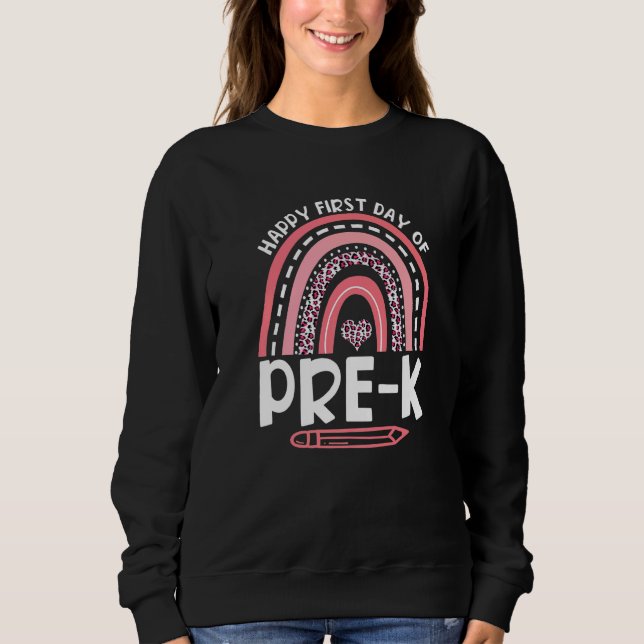 Sweatshirt Joyeux Premier Jour De Pré-Maternelle Léopard Arc- (Devant)