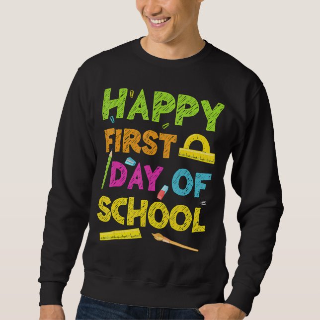 Sweatshirt Joyeux Premier Jour D'École Retour À L'École (Devant)