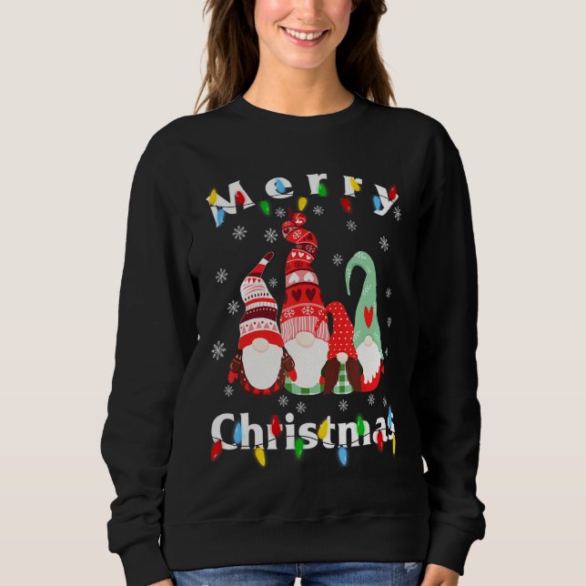 Sweatshirt Joyeux pyjama Gnome Light Noël (Devant)