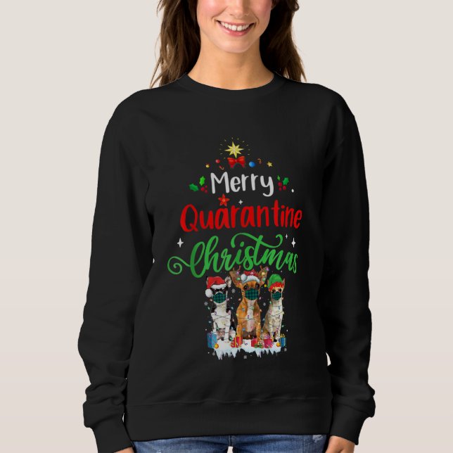 Sweatshirt Joyeux Quarantine Noël 2021 Chihuahua Portant (Devant)