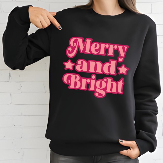 Sweatshirt Joyeux rose vif et Noir clair Noël (Créateur téléchargé)